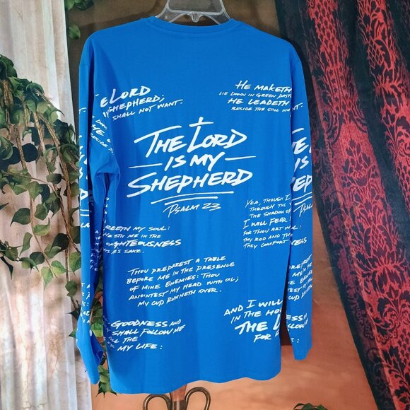 NWT: 3:16 Collection Sze Medium Blue Long Sleeve Tee "The Lord Is My Shepherd" - Picture 2 of 3
